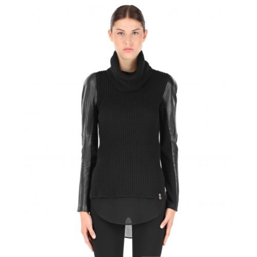 Rudsak | Rib Knit Sweater with Leather and Sheer Details - Picture 2 of 14